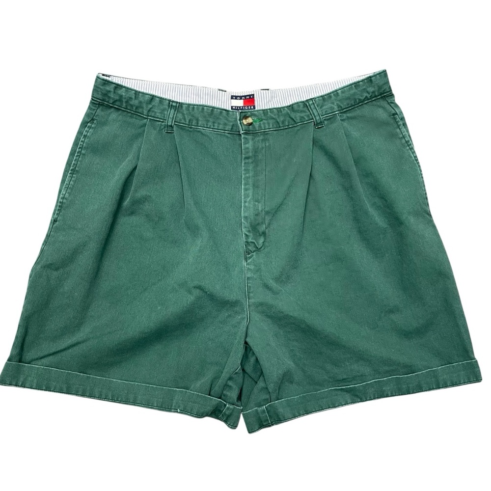 Vintage Tommy Hilfiger Shorts Mens 38 Green Preppy Pleated Old Money Golf